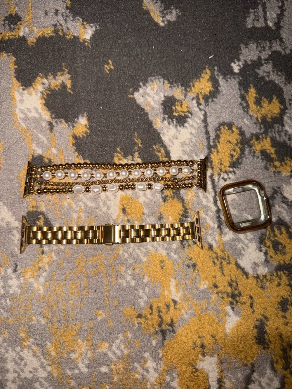 Gold Metal and Pearl Bracelet Apple Watch Bands - 3 Piece Set